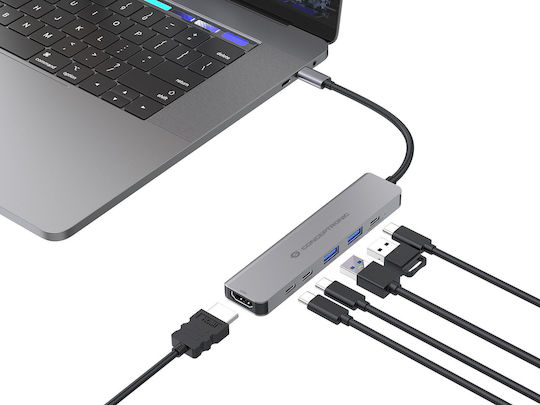 Conceptronic USB-C Docking Station με HDMI 4K PD Γκρι (DONN33G) - Image 7