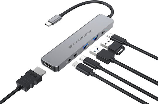 Conceptronic USB-C Docking Station με HDMI 4K PD Γκρι (DONN33G) - Image 6