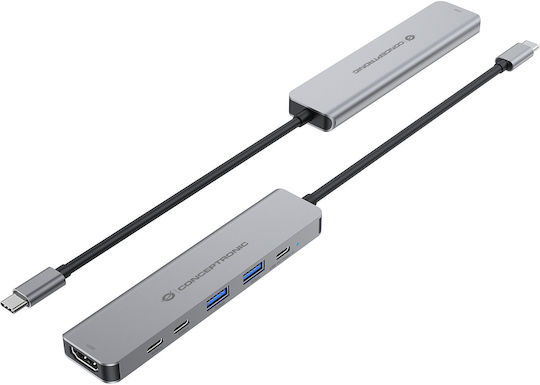 Conceptronic USB-C Docking Station με HDMI 4K PD Γκρι (DONN33G) - Image 4