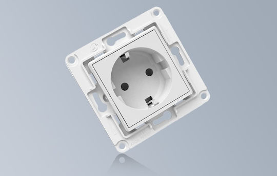 Shelly Wall Socket EU Μονή Χωνευτή Πρίζα Ρεύματος Λευκή - Image 2