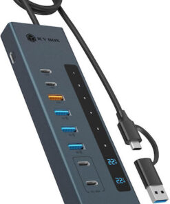 Icy Box USB 3.2 Hub 11 Θυρών με σύνδεση USB-A Γκρι IB-HUB1742CR-C2PD
