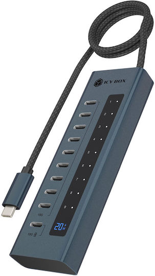 Icy Box USB 3.2 Hub 10 Θυρών με σύνδεση USB-C Γκρι IB-HUB1450-C31 - Image 4