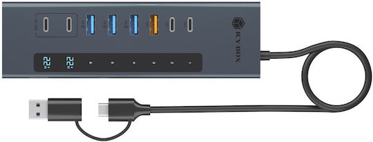 Icy Box USB 3.2 Hub 11 Θυρών με σύνδεση USB-A Γκρι IB-HUB1742CR-C2PD - Image 5