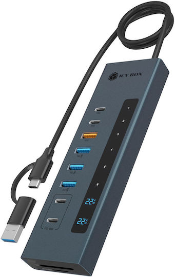Icy Box USB 3.2 Hub 11 Θυρών με σύνδεση USB-A Γκρι IB-HUB1742CR-C2PD - Image 4