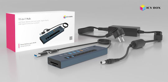 Icy Box USB 3.2 Hub 11 Θυρών με σύνδεση USB-A Γκρι IB-HUB1742CR-C2PD - Image 9