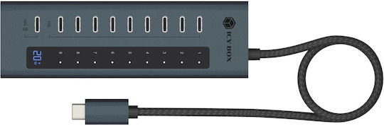 Icy Box USB 3.2 Hub 10 Θυρών με σύνδεση USB-C Γκρι IB-HUB1450-C31 - Image 5