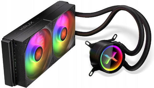 Krux HydroX 240 ARGB Υδρόψυξη Επεξεργαστή Διπλού Ανεμιστήρα 120mm για Socket AM4/AM5/1700/1200/115x - Image 2
