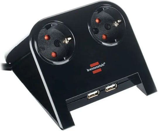 Brennenstuhl Πολύπριζο 2 Θέσεων με 2 USB-A και Καλώδιο 1.8m 1153500222 - Image 2