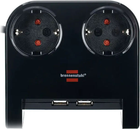 Brennenstuhl Πολύπριζο 2 Θέσεων με 2 USB-A και Καλώδιο 1.8m 1153500222 - Image 3