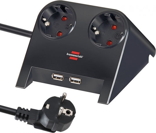 Brennenstuhl Πολύπριζο 2 Θέσεων με 2 USB-A και Καλώδιο 1.8m 1153500222 - Image 4