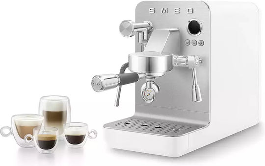 Smeg Μηχανή Espresso 1700W Πίεσης 15bar για Cappuccino Λευκή EMC02WHMEU - Image 2