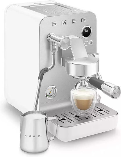 Smeg Μηχανή Espresso 1700W Πίεσης 15bar για Cappuccino Λευκή EMC02WHMEU - Image 6