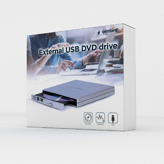 Gembird Εξωτερικός Οδηγός Εγγραφής/Ανάγνωσης CD/DVD/CD για Desktop / Laptop Ασημί DVD-USB-021-SV - Image 5