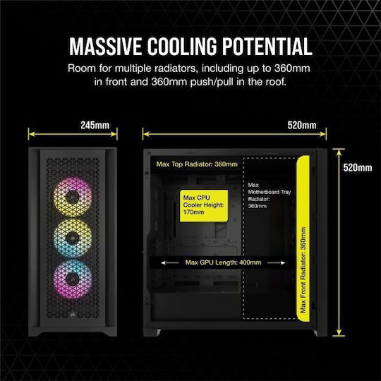 Corsair Frame 5000D RS ARGB Gaming Midi Tower Κουτί Υπολογιστή με Πλαϊνό Παράθυρο Μαύρο - Image 3