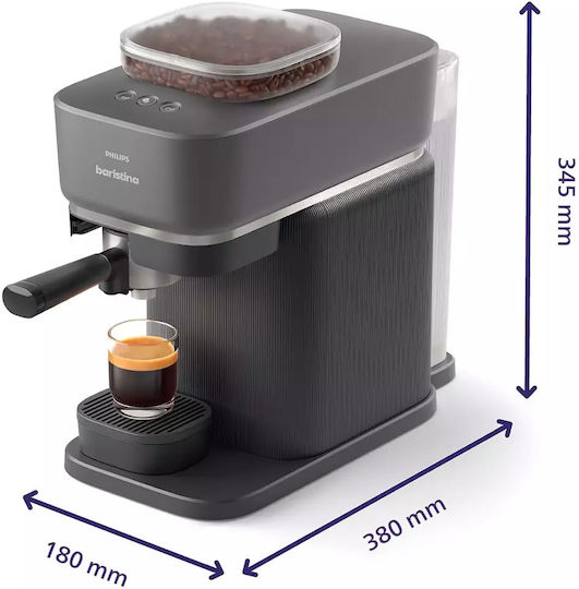 Philips Baristina Αυτόματη Μηχανή Espresso 1500W Πίεσης 16bar με Μύλο Άλεσης Μαύρη - Image 3