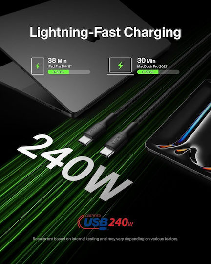 Belkin Boost↑charge Pro Braided USB-C to Lightning Cable 240W Μαύρο 3m CAB025HQ3MBK - Image 4