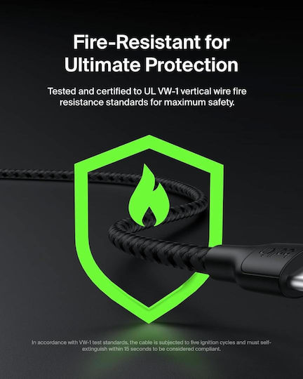 Belkin Boost↑charge Pro Braided USB-C to Lightning Cable 240W Μαύρο 3m CAB025HQ3MBK - Image 6