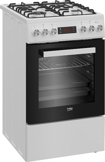 Beko FSE52323DWD Κουζίνα 55lt με Εστίες Υγραερίου Π50εκ. Λευκή