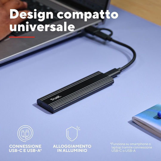Trust Θήκη για Σκληρό Δίσκο M.2 SATA III με σύνδεση USB 3.2 Type-C 25806 - Image 8