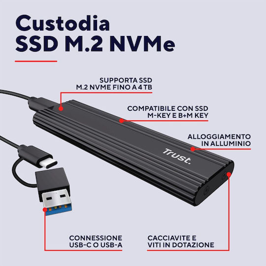 Trust Θήκη για Σκληρό Δίσκο M.2 SATA III με σύνδεση USB 3.2 Type-C 25806 - Image 10