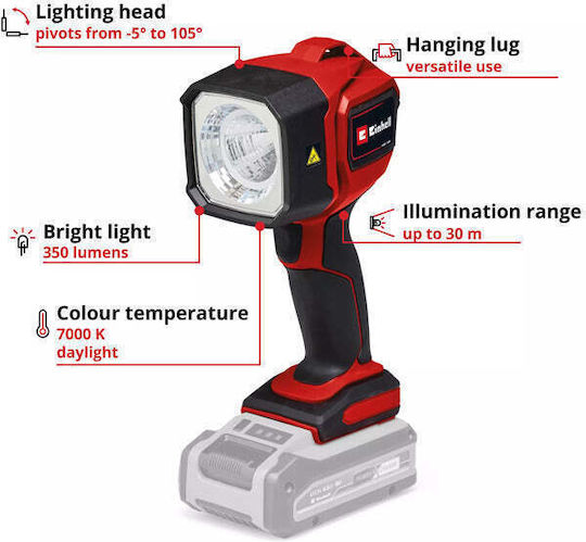 Einhell Προβολέας Εργασίας Μπαταρίας LED με Φωτεινότητα έως 350lm 4514175 - Image 3