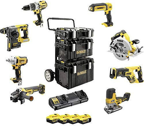 Dewalt DCK856P4 Σετ Γωνιακός Τροχός, Δισκοπρίονο, Κρουστικό Δραπανοκατσάβιδο, Μπουλονόκλειδο, Πιστολέτο, Σέγα, Σπαθοσέγα & Φακός 18V με 4 Μπαταρίες 5Ah και Θήκη - Image 2