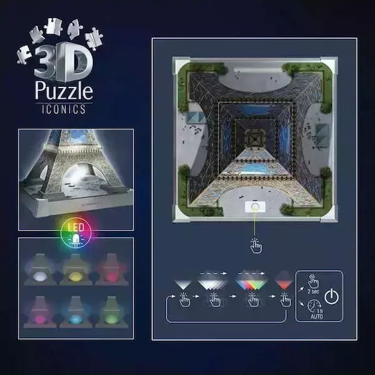 Παιδικό Puzzle 3D Iconics Πύργος του Άιφελ Night Edition 216pcs Ravensburger - Image 7