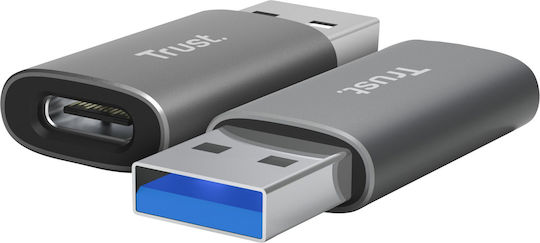 Trust Μετατροπέας USB-A male σε USB-C female Γκρι 2τμχ 25573
