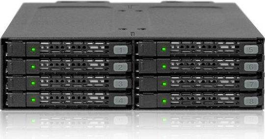 Icy Dock ToughArmor Rugged Full Metal 8-Bay 2.5 Inch SATA HDD/SSD (7mm) Backplane Cage for External 5.25 Inch Bay Μαύρο MB998SP-B - Image 6