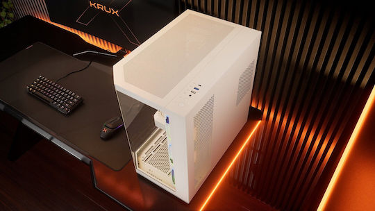 Krux Empero Gaming Midi Tower Κουτί Υπολογιστή με Πλαϊνό Παράθυρο και ARGB Φωτισμό Λευκό - Image 8