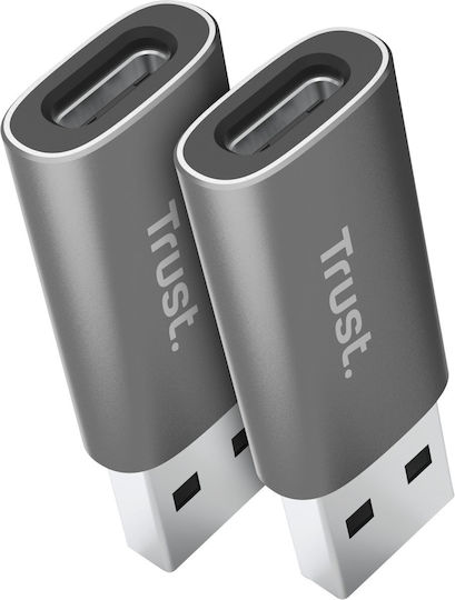 Trust Μετατροπέας USB-A male σε USB-C female Γκρι 2τμχ 25573 - Image 2