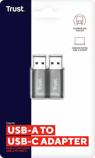 Trust Μετατροπέας USB-A male σε USB-C female Γκρι 2τμχ 25573 - Image 4
