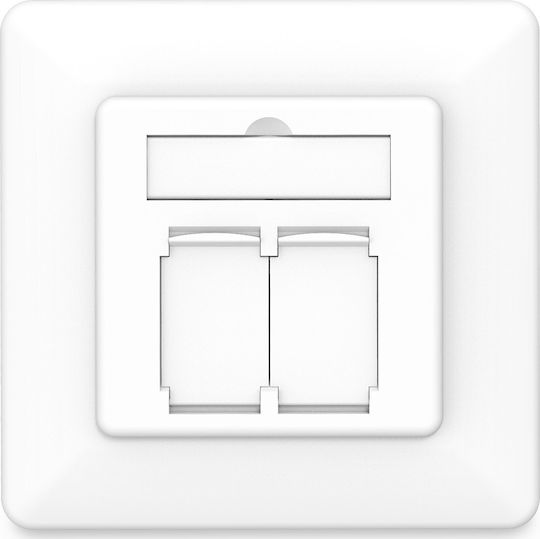 Digitus Μονή Πρίζα Δικτύου RJ45 με Πλαίσιο Τύπου Cat6 σε Λευκό Χρώμα DN-9010/8-2 - Image 2