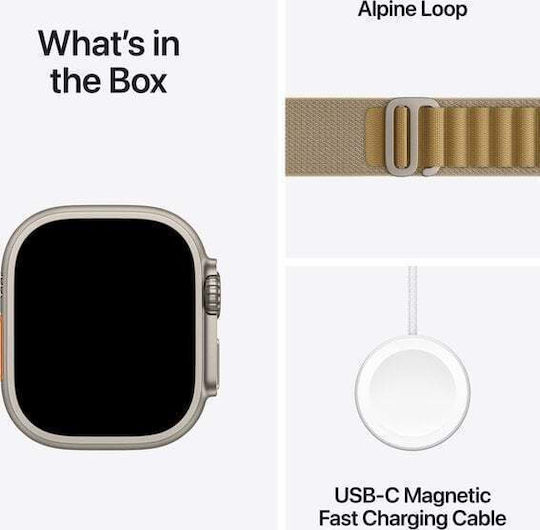 Apple Watch Ultra 2 2024 Titanium 49mm Αδιάβροχο με eSIM και Παλμογράφο (Natural με Tan Alpine Loop - Medium) - Image 4