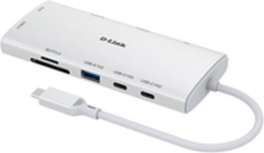 D-Link USB 3.2 Hub 10 Θυρών με σύνδεση USB-C / Ethernet Λευκό DUP-A01 - Image 3