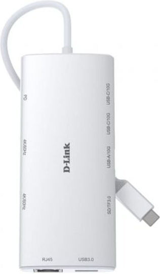 D-Link USB 3.2 Hub 10 Θυρών με σύνδεση USB-C / Ethernet Λευκό DUP-A01 - Image 7