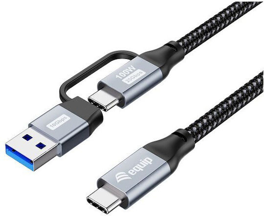 Equip USB 3.2 Cable USB-C male - USB-A / USB-C 100W Μαύρο 2m 128432