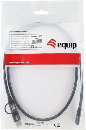 Equip USB 3.2 Cable USB-C male - USB-A / USB-C 100W Μαύρο 2m 128432 - Image 2