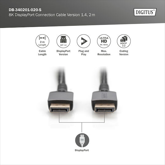 Digitus Cable DisplayPort male - 2m Μαύρο () - Image 7