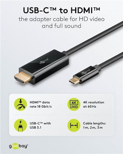 Goobay HDMI 2.0 Cable HDMI male - HDMI male 1m Μαύρο 75696 - Image 6