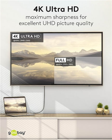 Goobay HDMI 2.0 Cable HDMI male - HDMI male 1m Μαύρο 75696 - Image 3