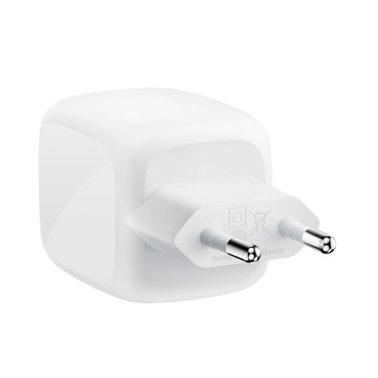 Belkin Φορτιστής Χωρίς Καλώδιο GaN με 2 Θύρες USB-C 67W Power Delivery Λευκός (BoostCharge Pro)