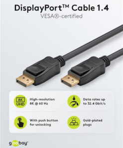 Alternative view of Goobay Cable DisplayPort male - DisplayPort male 1m Μαύρο (74777)