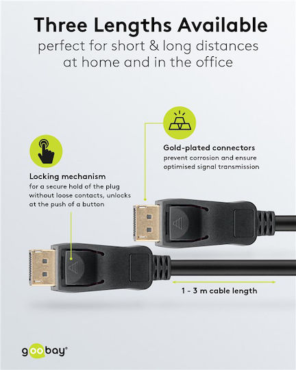 Goobay Cable DisplayPort male - DisplayPort male 1m Μαύρο (74777) - Image 5