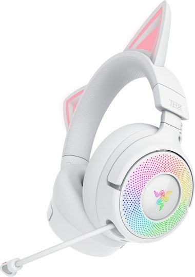 Razer Kraken Kitty V3 Pro Ασύρματο Over Ear Gaming Headset με σύνδεση Bluetooth / USB Λευκό - Image 5