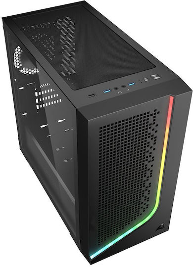 Sharkoon J1000 ARGB Mini Tower Κουτί Υπολογιστή με Πλαϊνό Παράθυρο Μαύρο - Image 3
