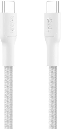 Belkin Braided USB 2.0 Cable USB-C male - USB-C 240W Λευκό 2m CAB025HQ2MWH - Image 2