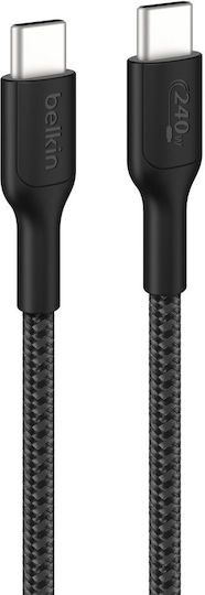 Belkin Braided USB 2.0 Cable USB-C male - USB-C 240W Μαύρο 1m CAB025HQ1MBK