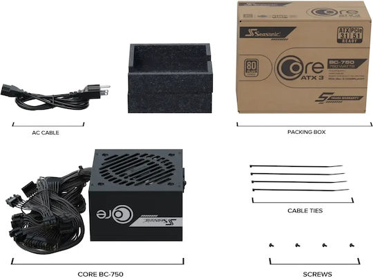 Seasonic BC ATX 3.1 750W Μαύρο Τροφοδοτικό Υπολογιστή Full Wired 80 Plus Bronze - Image 9