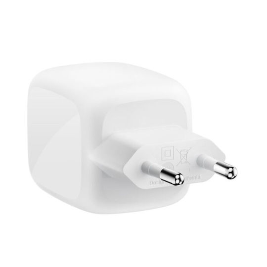 Belkin Φορτιστής GaN με 2 Θύρες USB-C και Καλώδιο USB-C 50W Power Delivery Λευκός (BoostCharge Pro) - Image 2